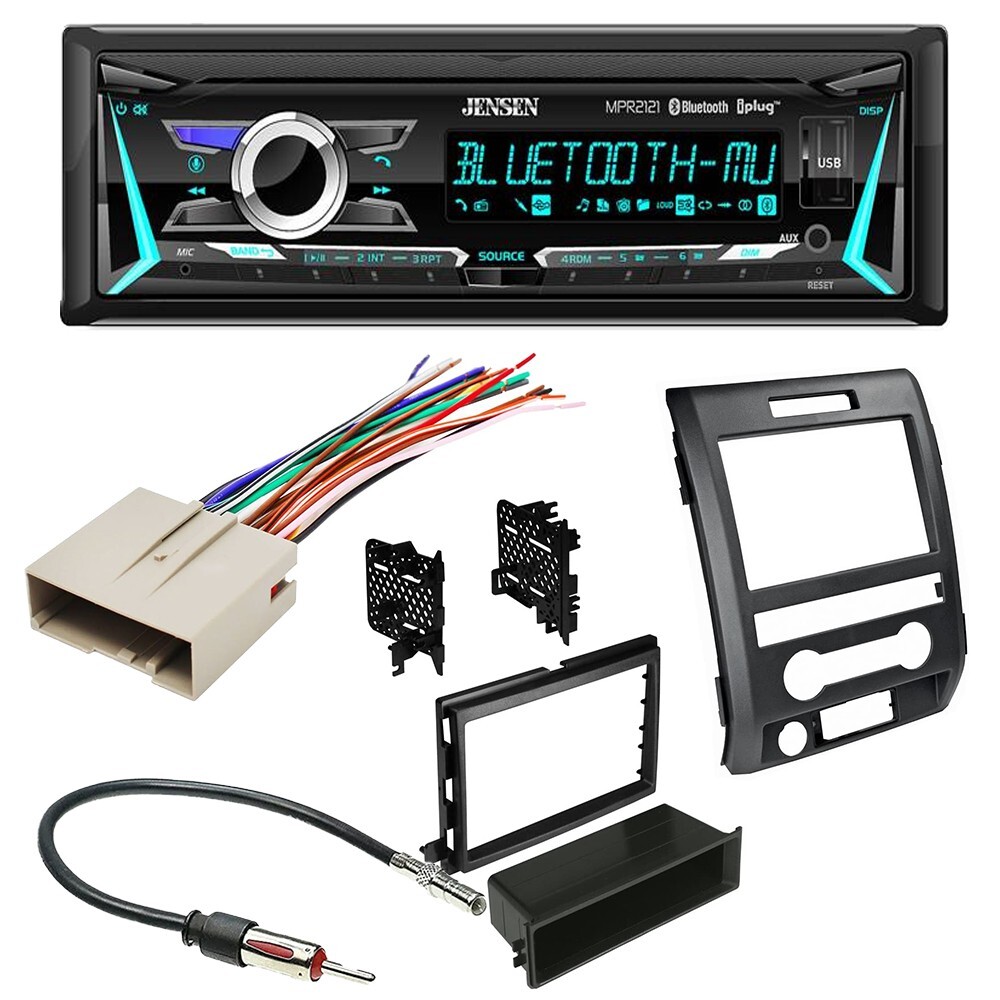 Jensen Single DIN In-Dash Car Stereo AM/FM Radio kit for 2009-2014 Ford F-150