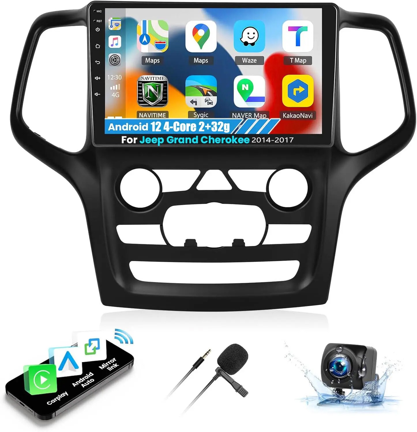 Radio For 2014-2017 Grand Cherokee Carplay EQ Cam Back Camera IPS Touchscreen
