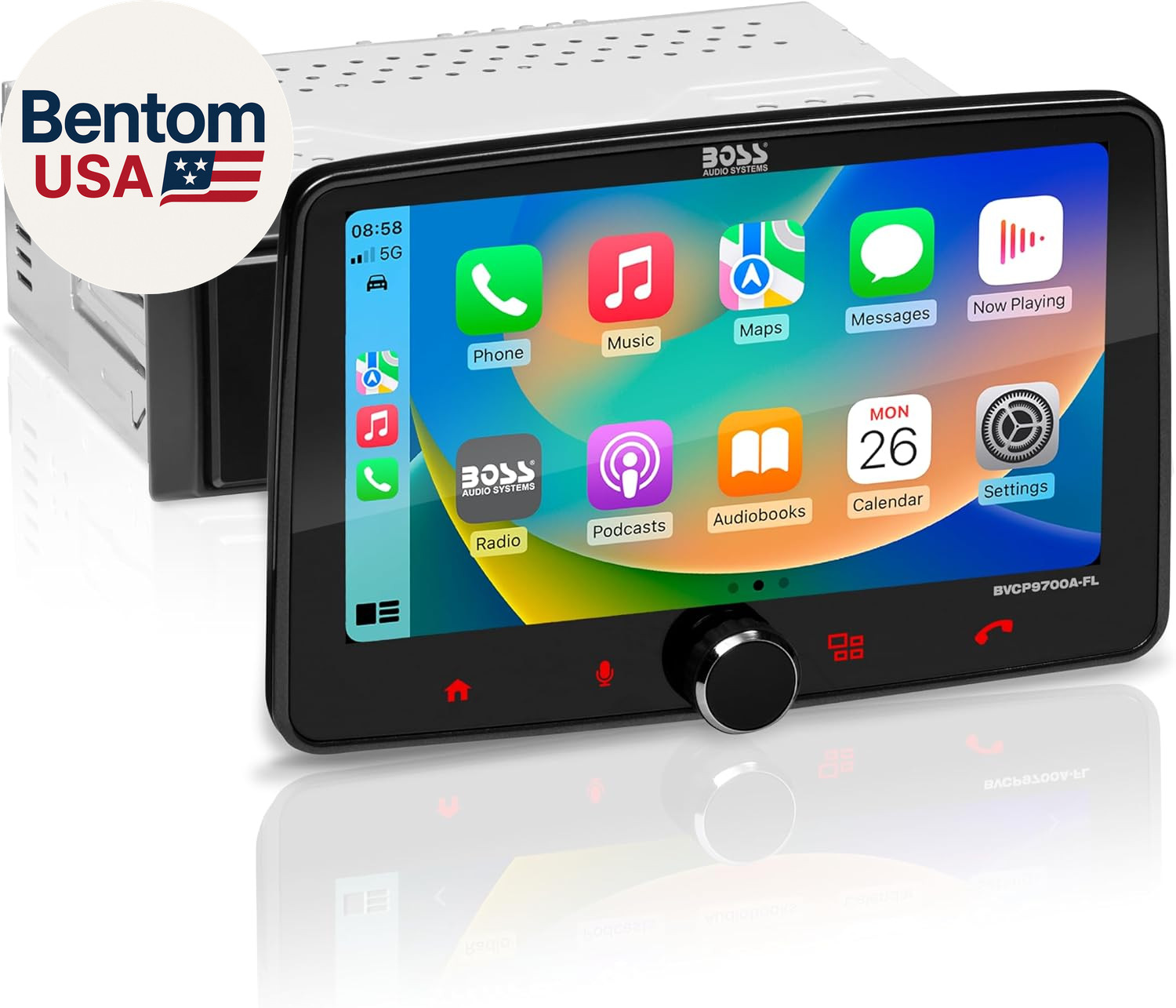 BVCP9700A-FL Single DIN Car Stereo Wireless Apple Carplay, Android Auto, 7 Inch
