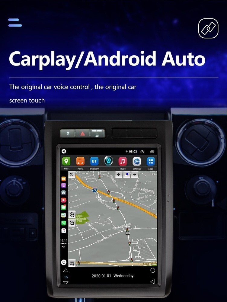 Tesla Style 12.1″ Android CarPlay Stereo GPS WiFi BT 5.0 For 08-12 Ford F150 NEW