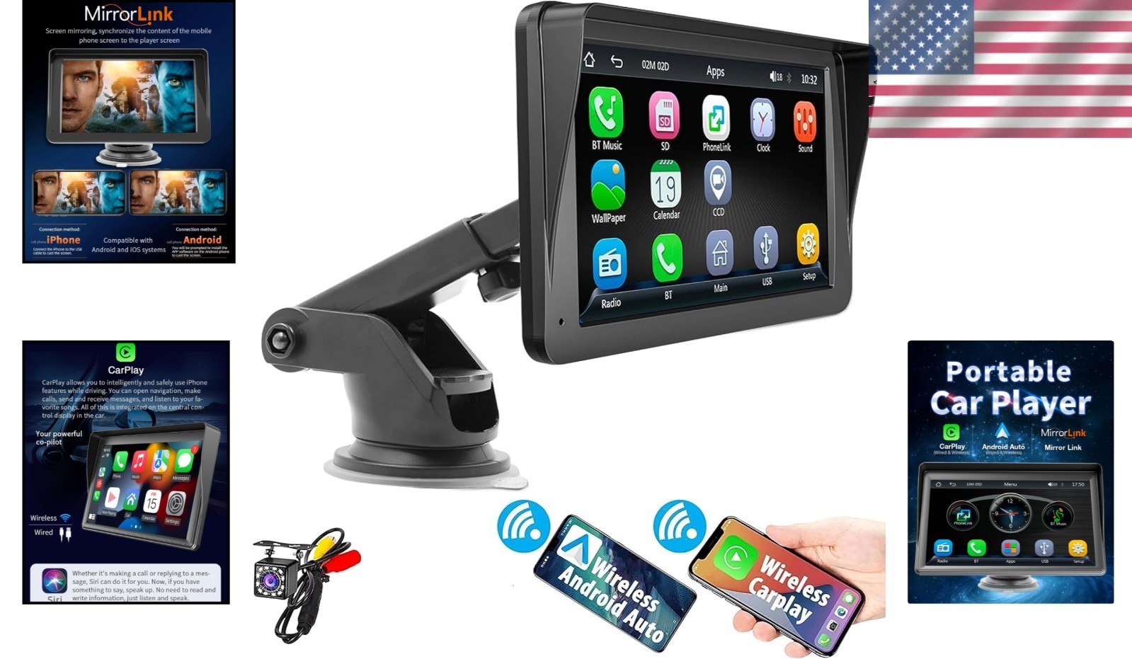 High-Resolution 7” Car MP5 Player with Bluetooth & Reverse Image Functionality