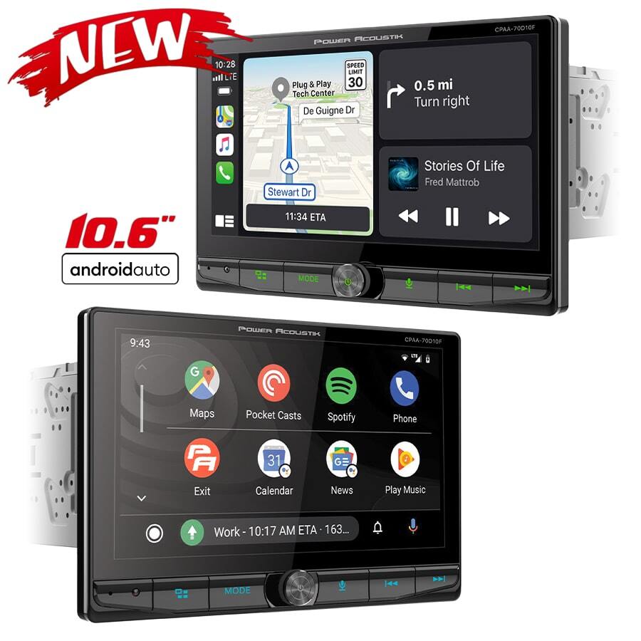 Power Acoustik 10.6″ Double DIN Car HD Floating Touchscreen Monitor CPAA-70D10M