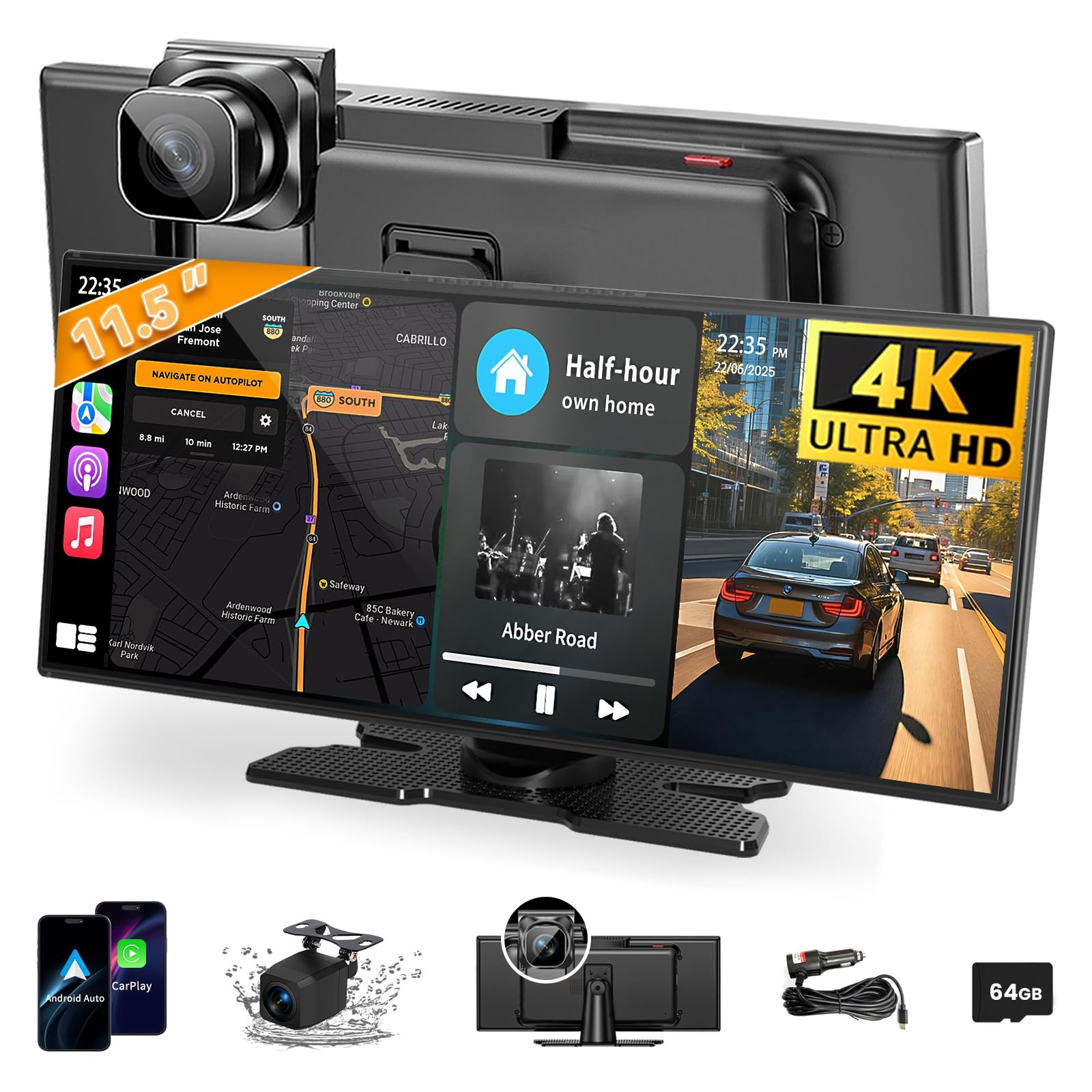 Largest 11.5 inch Wireless CarPlay Screen for Car, Apple CarPlay & Android Au…