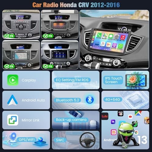 4GB+64GB Car Radio for Honda CRV 2012 2013 4GB+64GB(For Honda CRV 2012-2016)