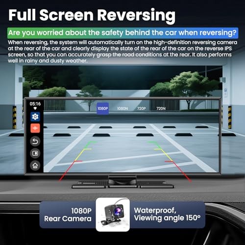 Largest 11.5 inch Wireless CarPlay Screen for Car,Built-in N black