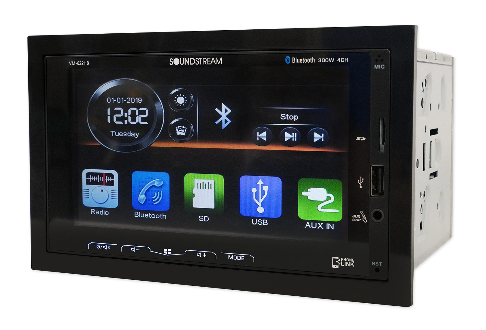 Soundstream VM-622HB 6.2” Car Monitor Bluetooth Receiver w/Android PhoneLink/USB