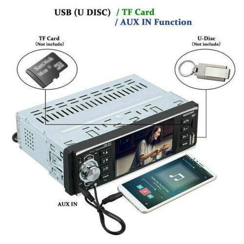 4” 1 Din Car Radio MP5 Player AM/FM/RDS AUX Bluetooth Stereo Mirror Link