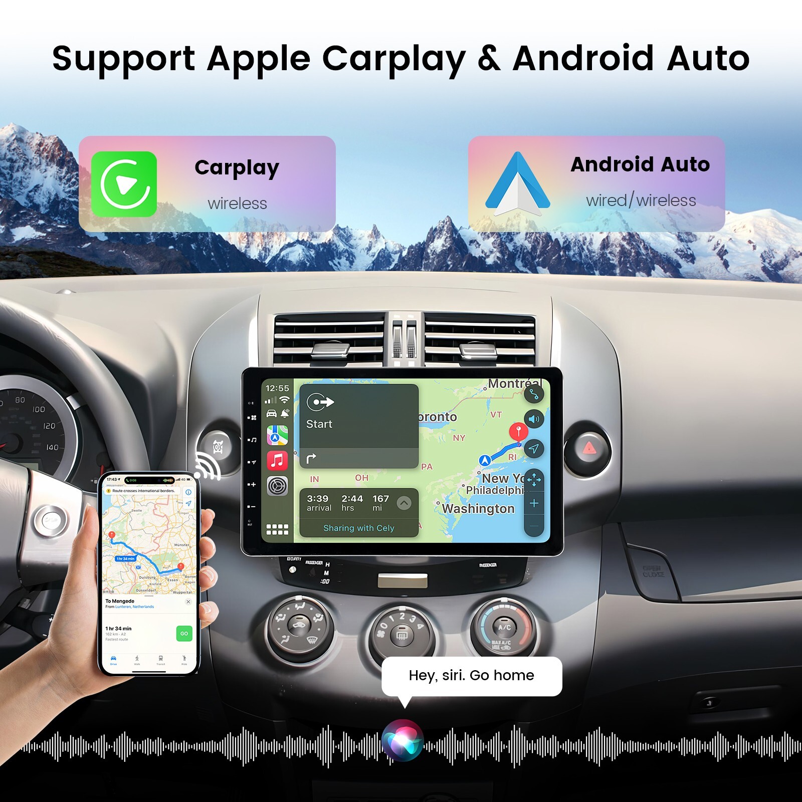 Dasaita 13.3“ Double Din Universal Car Stereo 2K QLED Screen Android 13 Radio