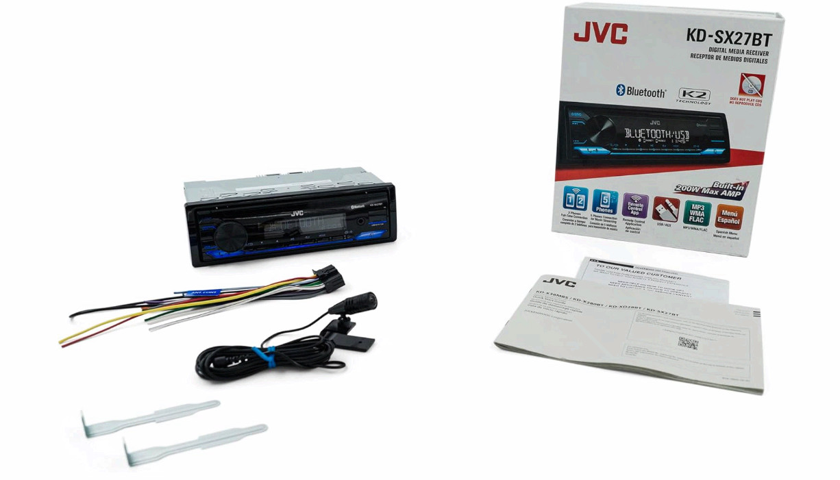 KD-SX27BT Bluetooth Car Stereo, 100W USB/AUX Single DIN Receiver