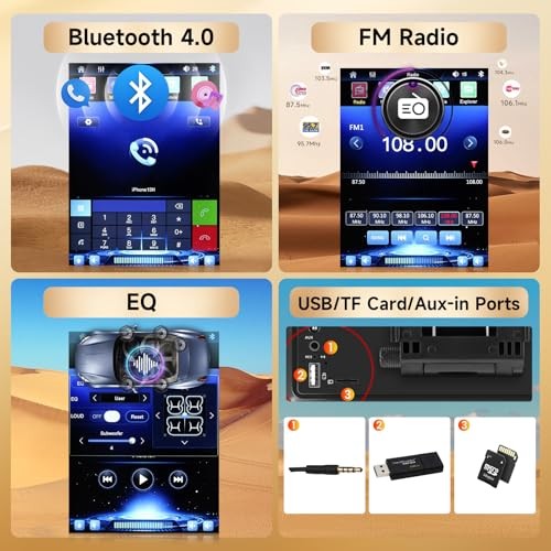 9.5 Inch Wireless Carplay Single Din Car Stereo Android Auto, Bluetooth IPS