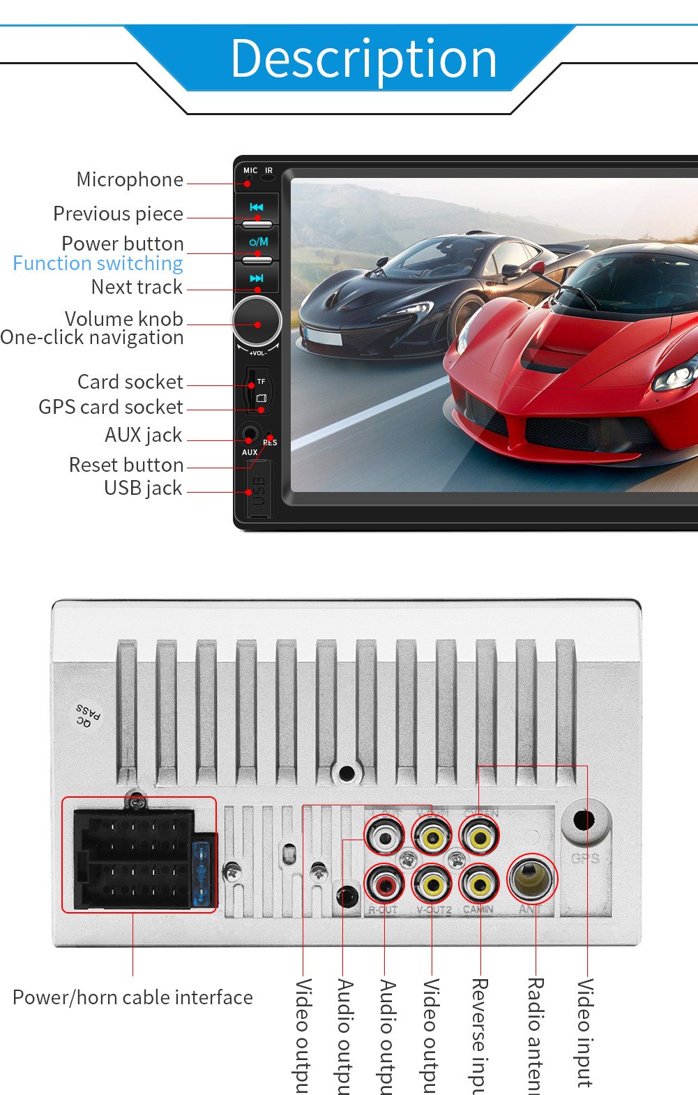 7″ Double 2 Din Car MP5 Player Bluetooth Touch Screen Stereo Radio Audio Mrrior^