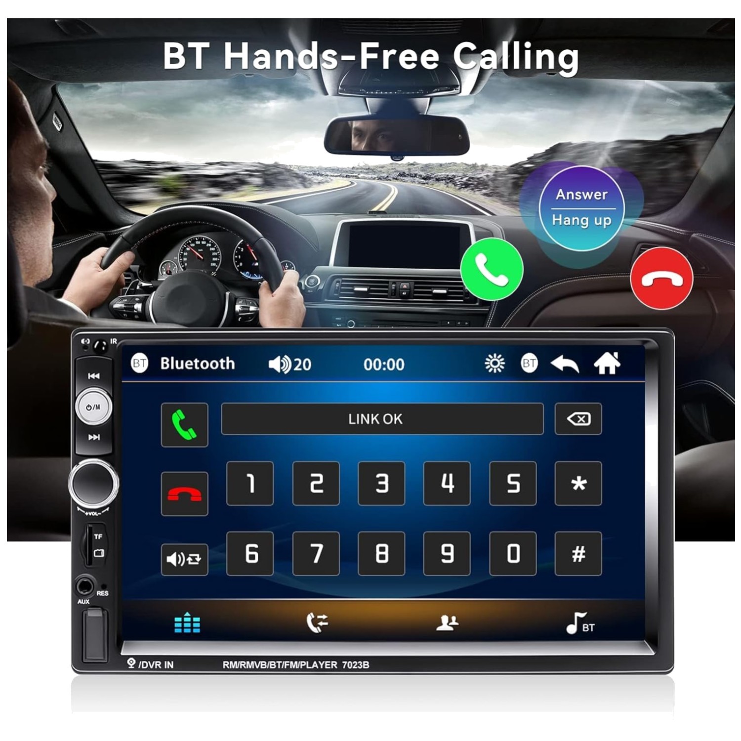 Bluetooth Car Stereo Audio Player with Steering Wheel Remote