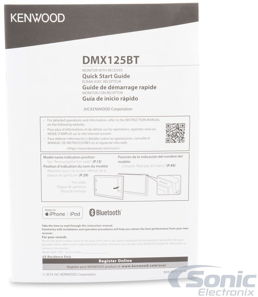 Kenwood DMX125BT Double DIN Bluetooth Android Mirroring 6.8″ Car Stereo Receiver