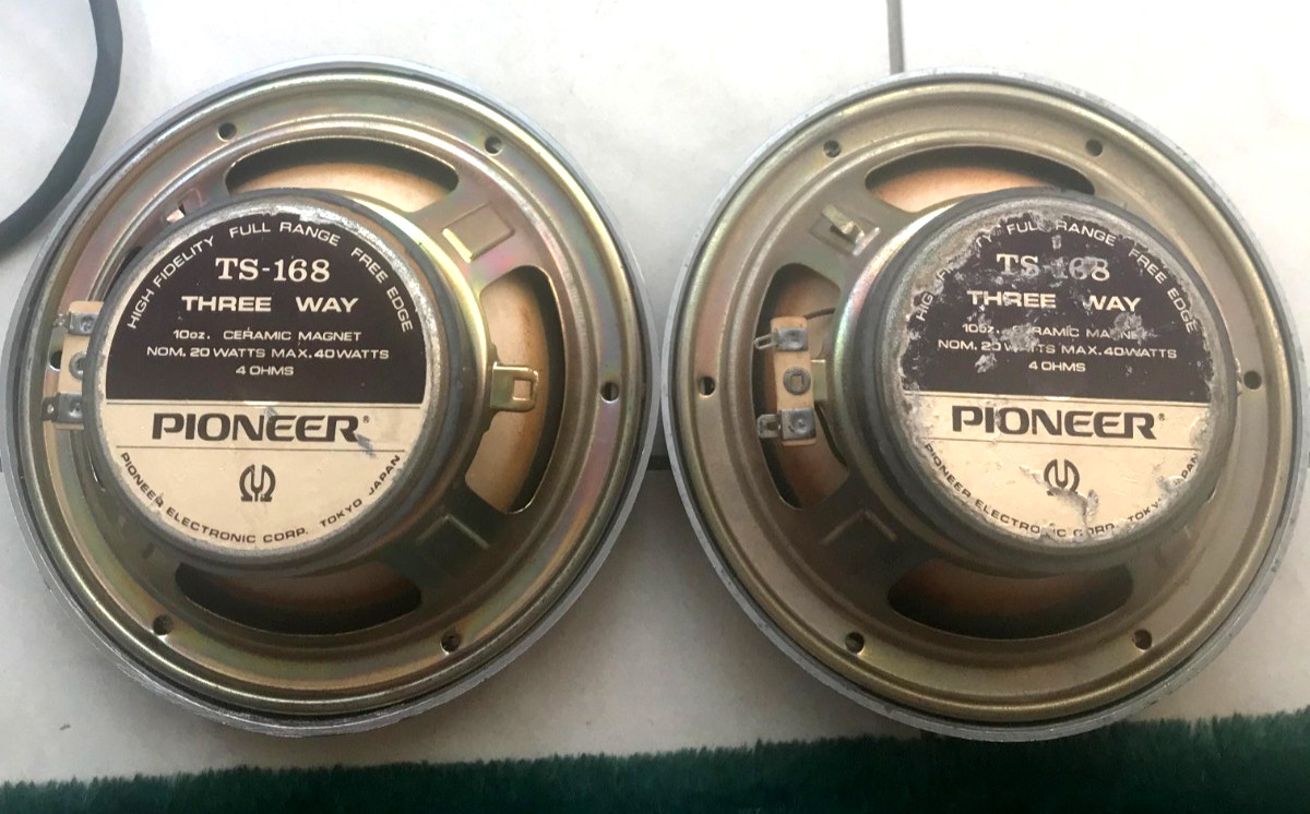 VINTAGE PIONEER CAR STEREO CASSETTE PLAYER KP88G, GM-40 AMPLIFIER & SPEAKERS