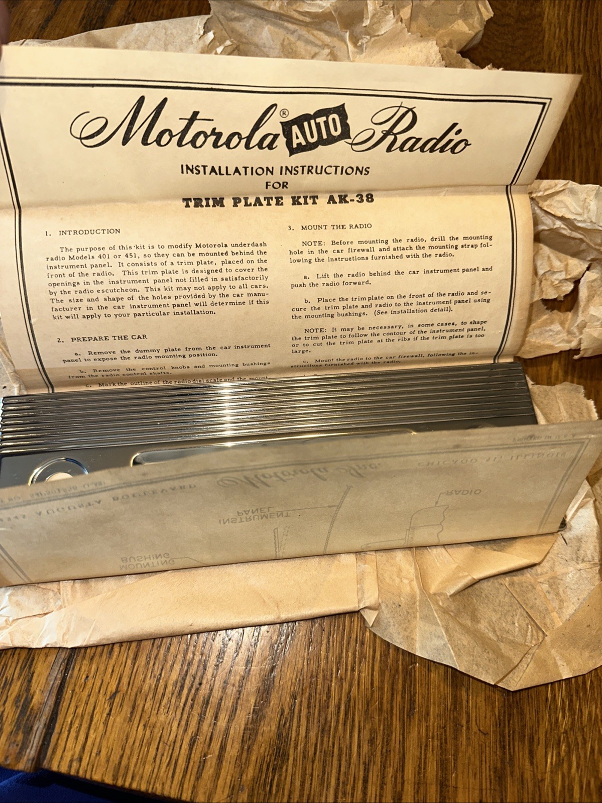 Trim Bezel Car Motorola Radio OEM NOS