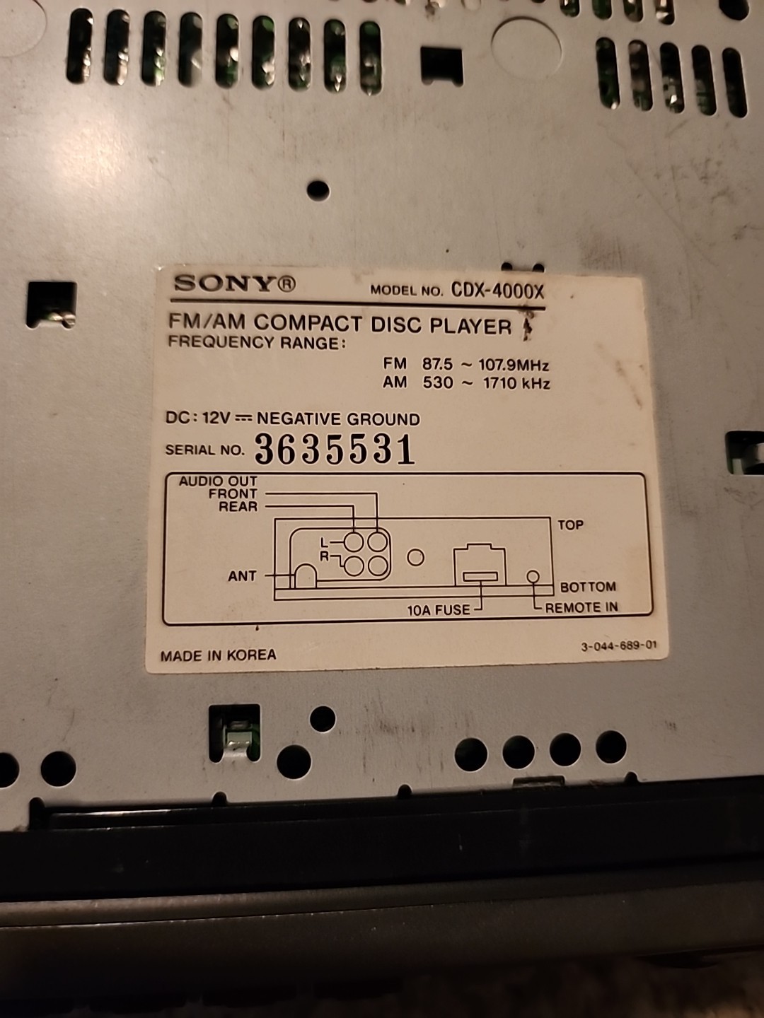 Sony Head unit CDX-4000X