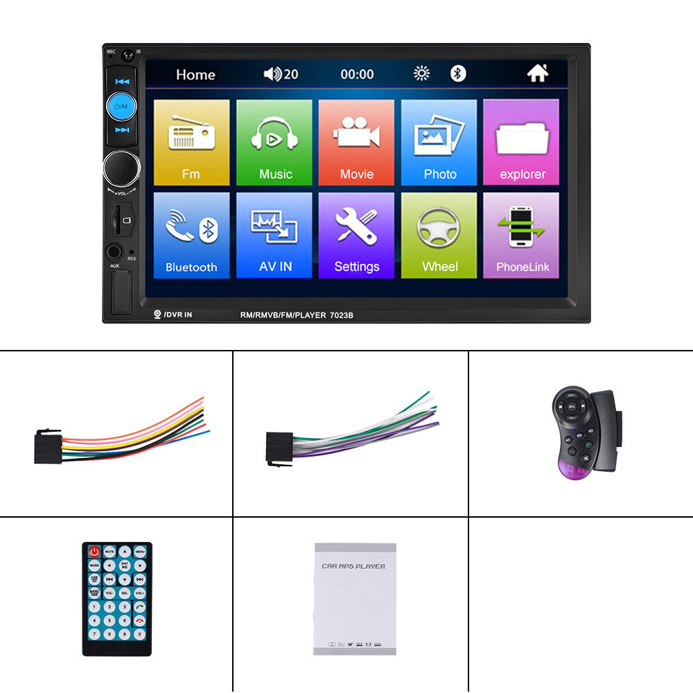 7″ Double 2 Din Car Stereo Radio Bluetooth USB AUX IN TF IOS/Android MP5 Player