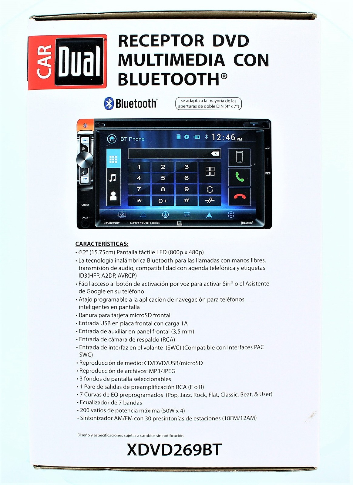 Dual Car DVD Multimedia Receiver With Bluetooth With 6.2″ Full Color Touchscreen