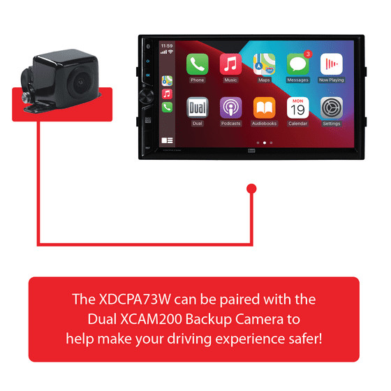 Dual Electronics 7″ Touchscreen Car Stereo Receiver with Wireless XDCPA73W (New)