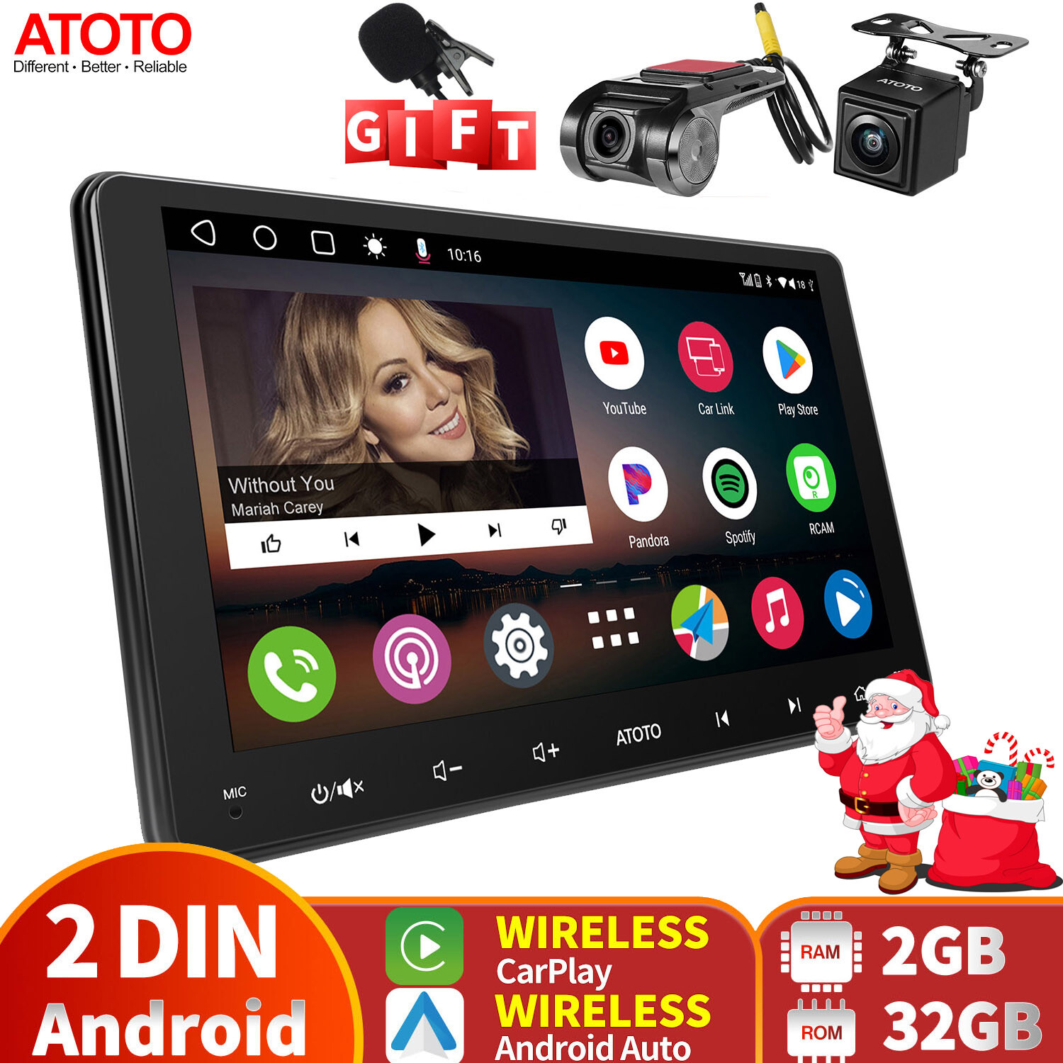 ATOTO A6 PF 7in Car Stereo Double DIN with Backup Camera,Mic &DVR On-Dash Camera