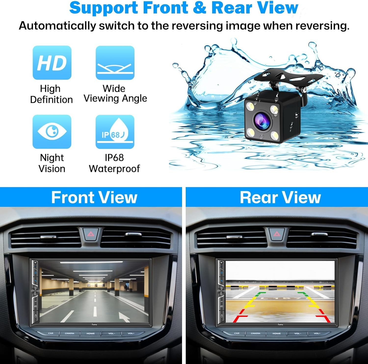 7″ Double Din Car Stereo Compatible with Wireless Apple Carplay & Android Auto,