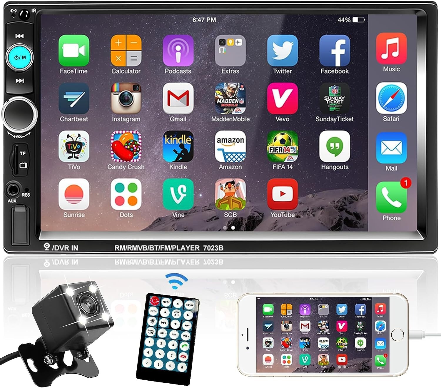 Effortless Driving with 7-Inch Car Radio, Bluetooth Handsfree & Rear Camera