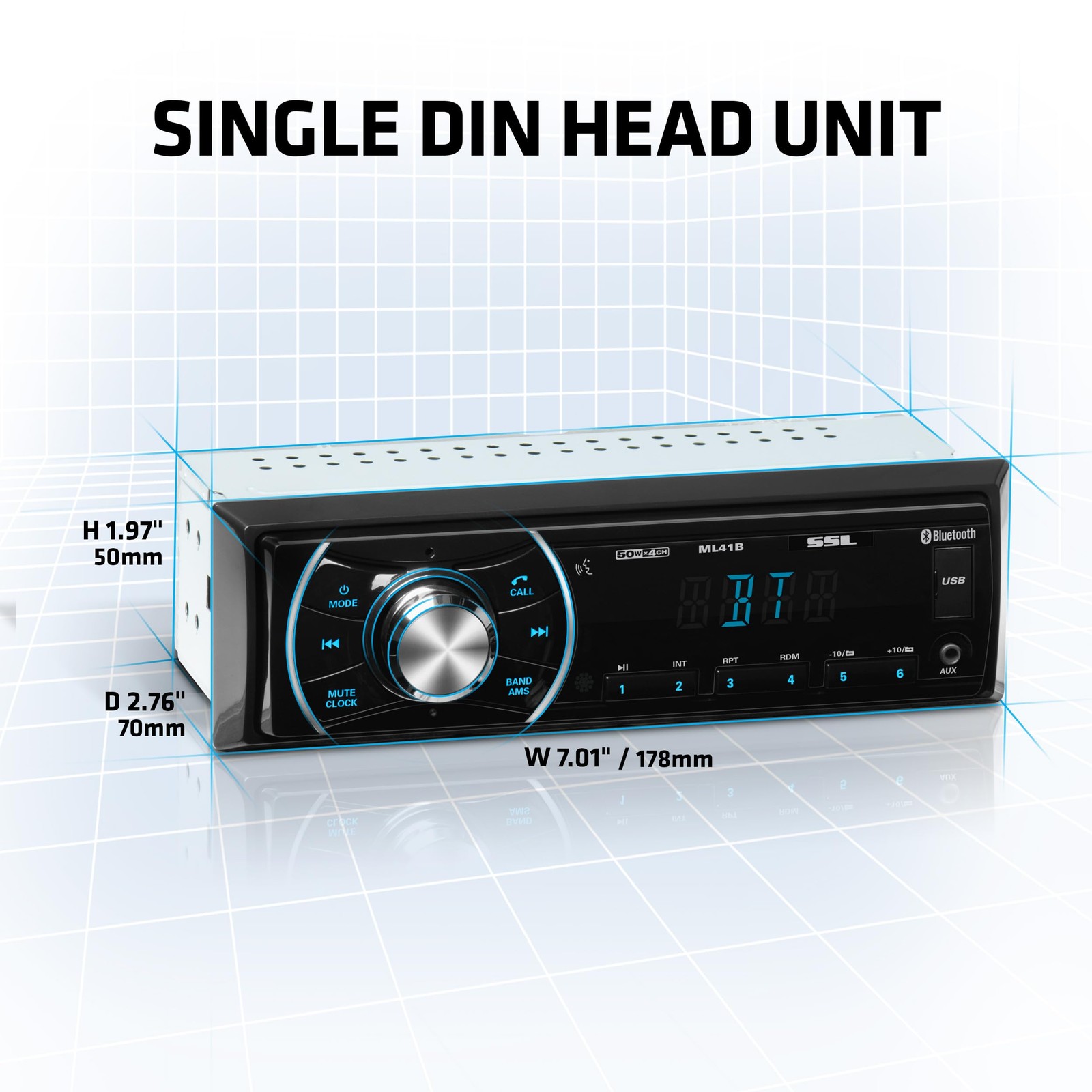 ML41B Car Audio Stereo – Single Din, Bluetooth, No CD DVD Player, FM Radio Re…