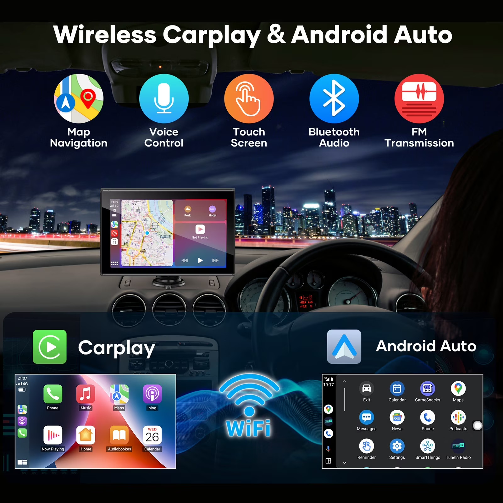 Drivvplay M1003-7 portable Wireless Carplay and Android Auto Display | 7″