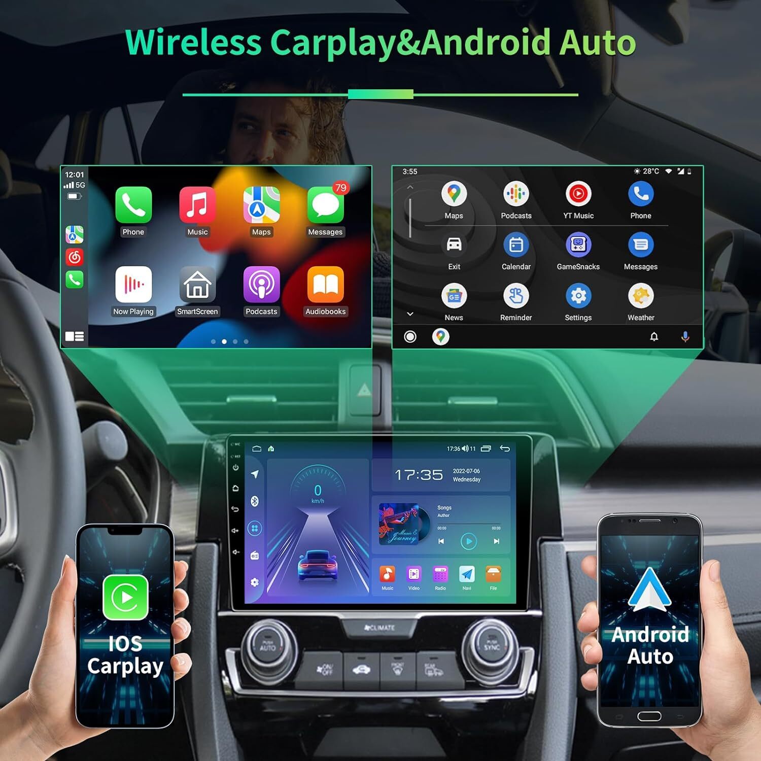 For Honda Civic 2016-2020 8Core 64G Carplay Android Car Stereo BT Radio Gps Wifi
