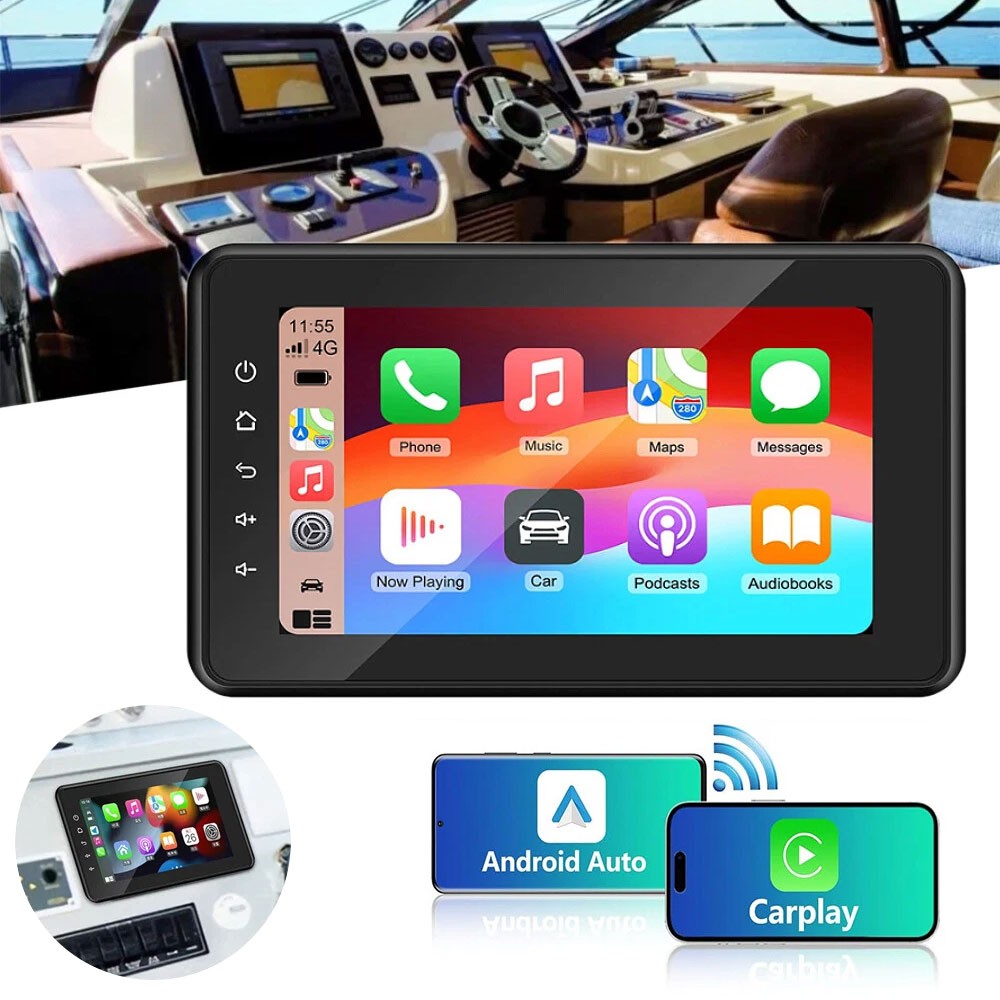8″ Waterproof Marine Multimedia Player with Wireless Carplay and Android Auto