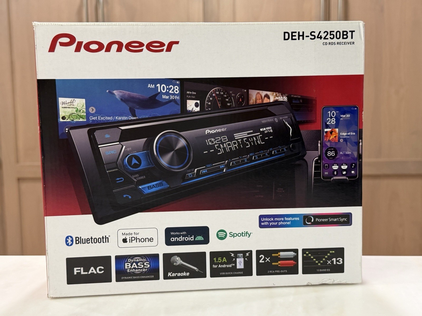 Pioneer DEH-S4250BT Single 1 DIN CD Player Bluetooth MIXTRAX USB AUX 13 Band EQ
