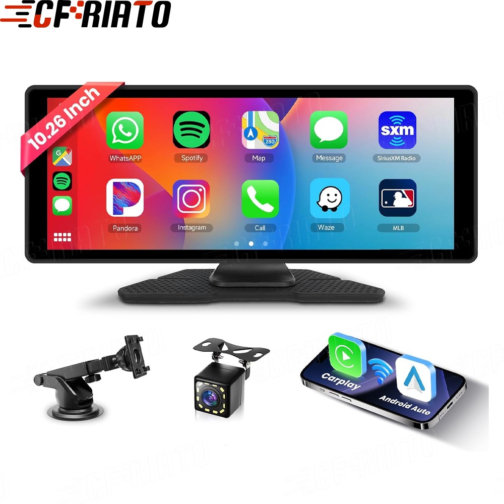 10.26″ Portable Car Wireless Apple CarPlay Android Auto FM Touch Screen Radio