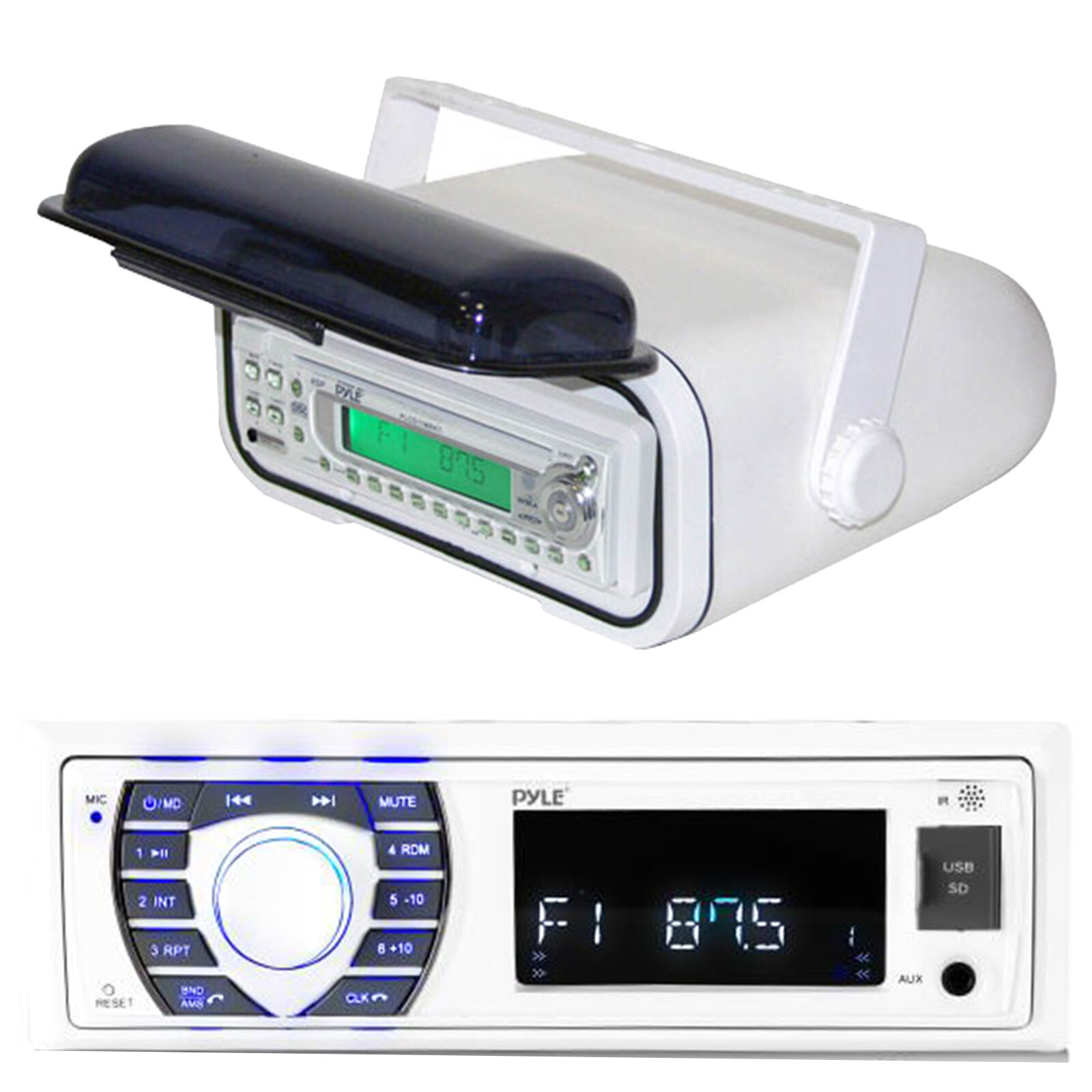 Pyle PLRMR23BTW Marine Boat AM FM SD USB Player Aux Radio +PLMRCW3 Housing