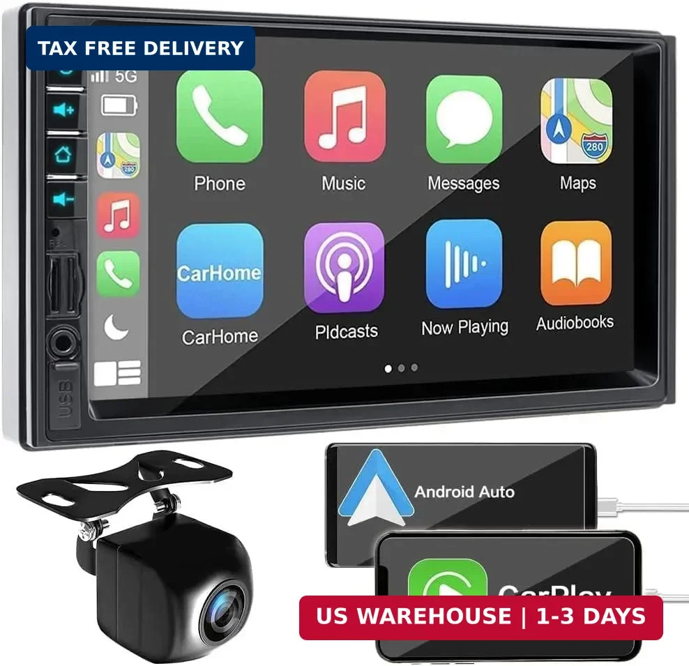 Wireless Apple Carplay Android Auto 2 Din Car Radio Voice Control Bluetooth 5.2