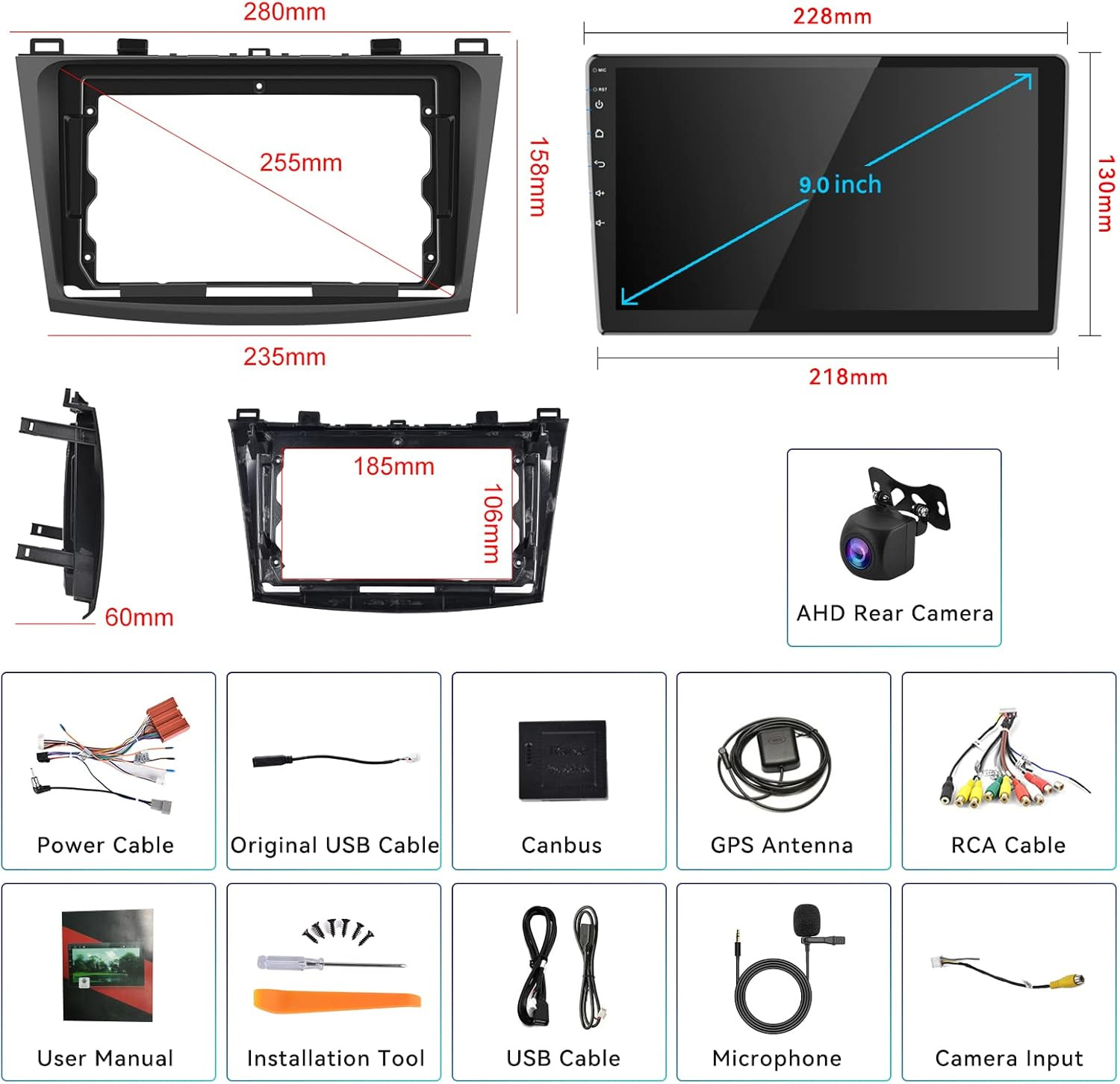 [2+64G] Android 13 Car Stereo for Mazda 3 2009-2013 with Wireless Carplay&Androi