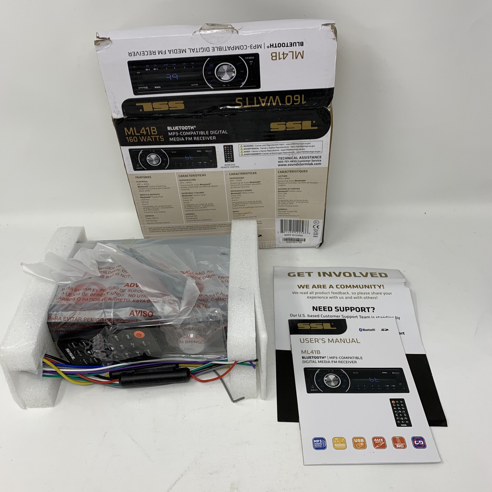 Sound Storm ML41B Bluetooth Single-DIN Multimedia Player