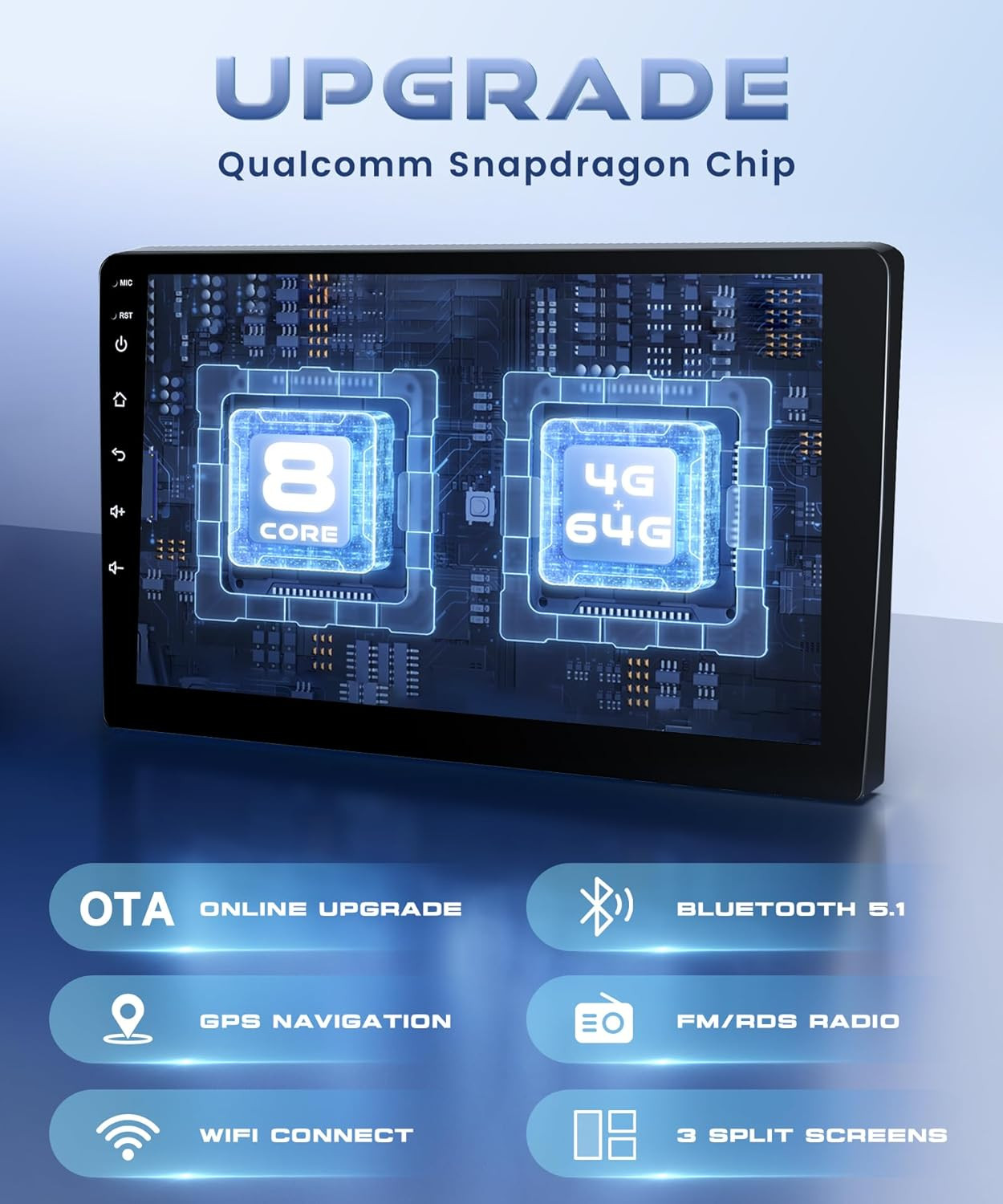 8Core 4G+64G Qual-Comm Snapdragon Chip Car Radio Stereo for Mitsubishi Lancer 20