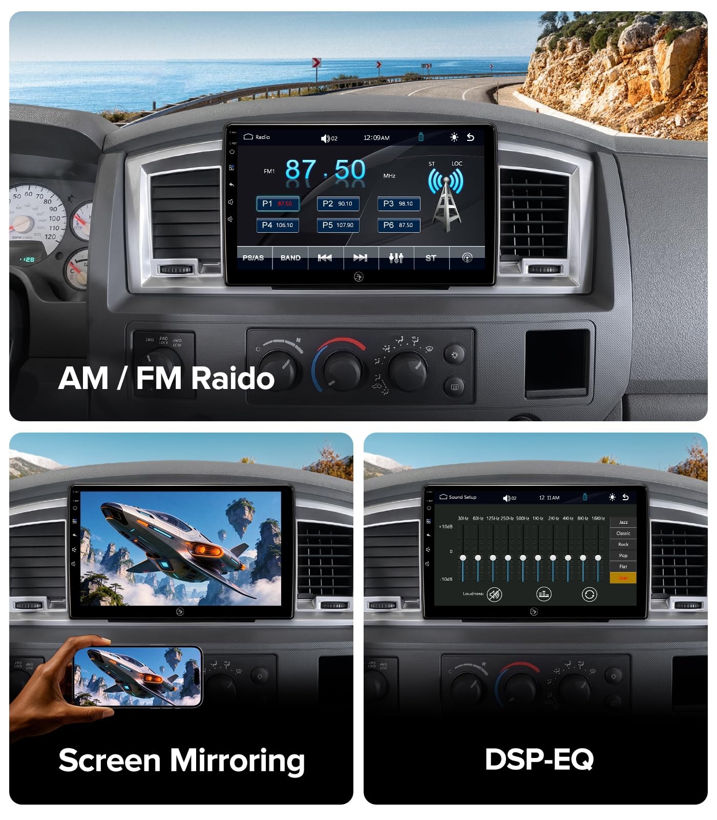 QLED Linux Car Stereo for 07-18 Jeep Wrangler 06-12 Ram 05-08 Durango – Fast …