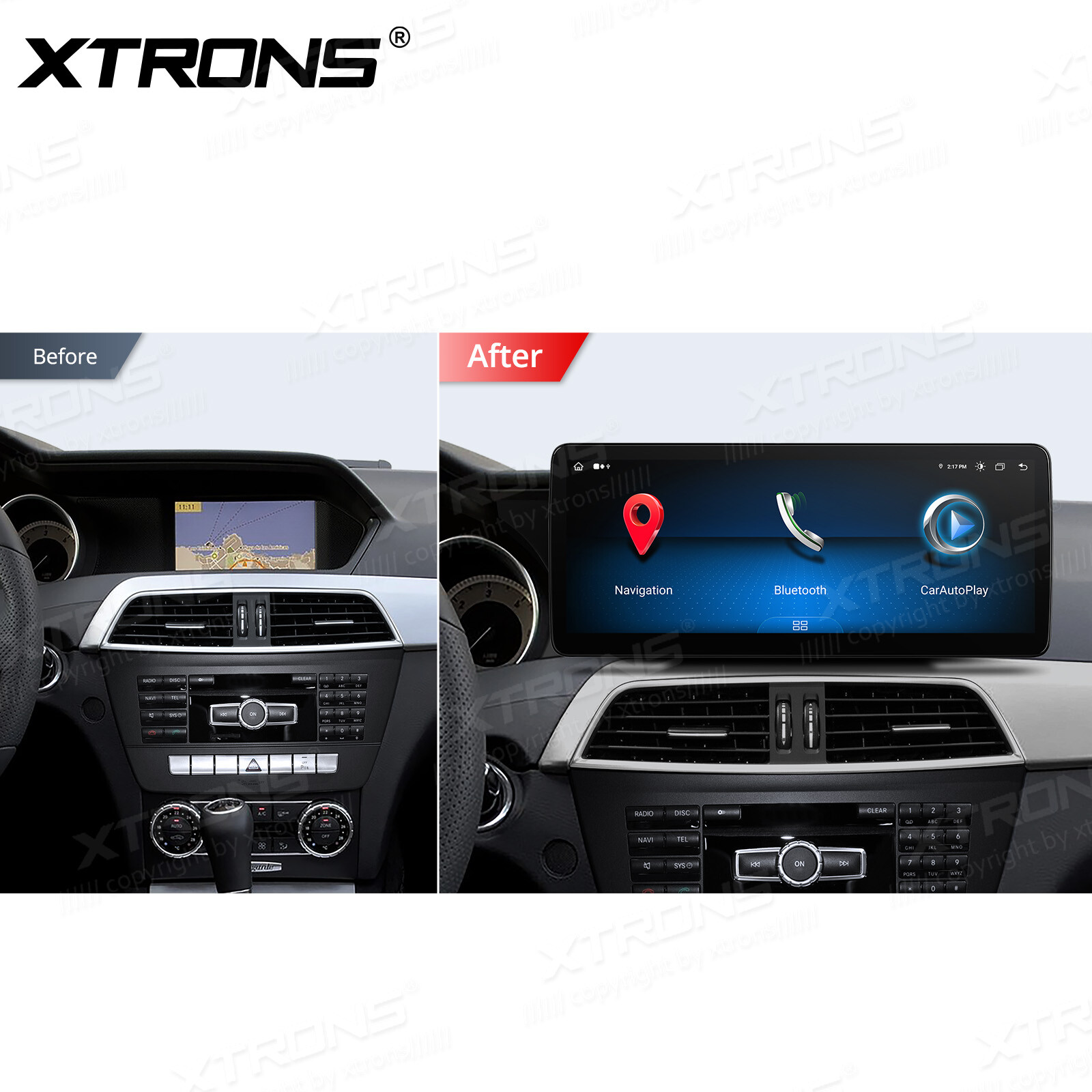 CarPlay 12.3″ IPS Android 13 8-Core 64G Car Stereo GPS Nav For Benz C-Class W204