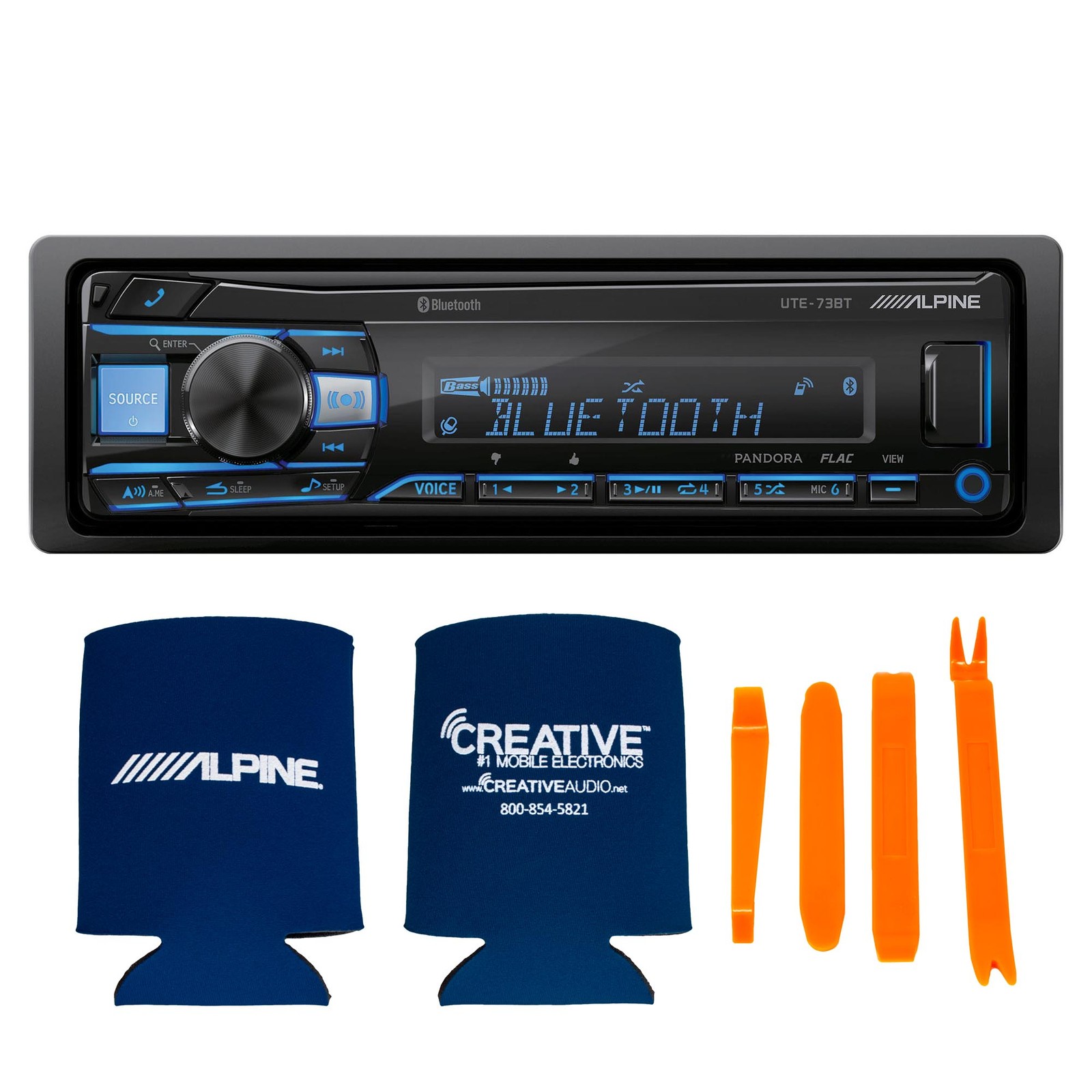 Alpine UTE-73BT Receiver with 2 Pairs Alpine S2-S50 5.25″ Coax Speakers