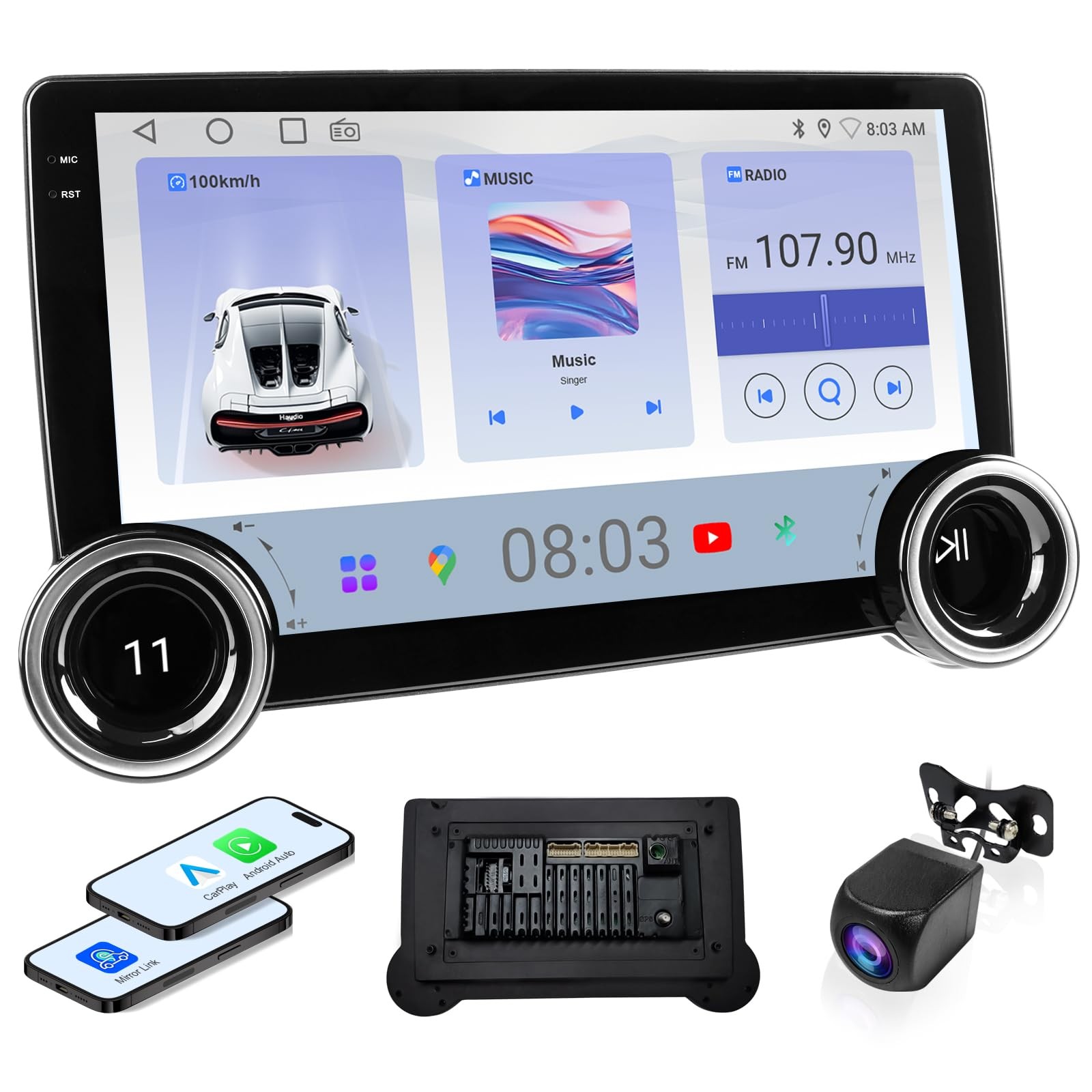 HauDio 10.1″ Wireless CarPlay & Android Auto Car Stereo – 2GB 10.1Inch, BLACK