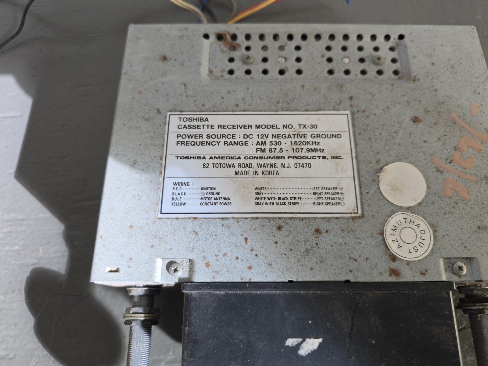 Vintage TOSHIBA Car Truck CASSETTE RECEIVER TX-30 Auto Reverse 15w+15w