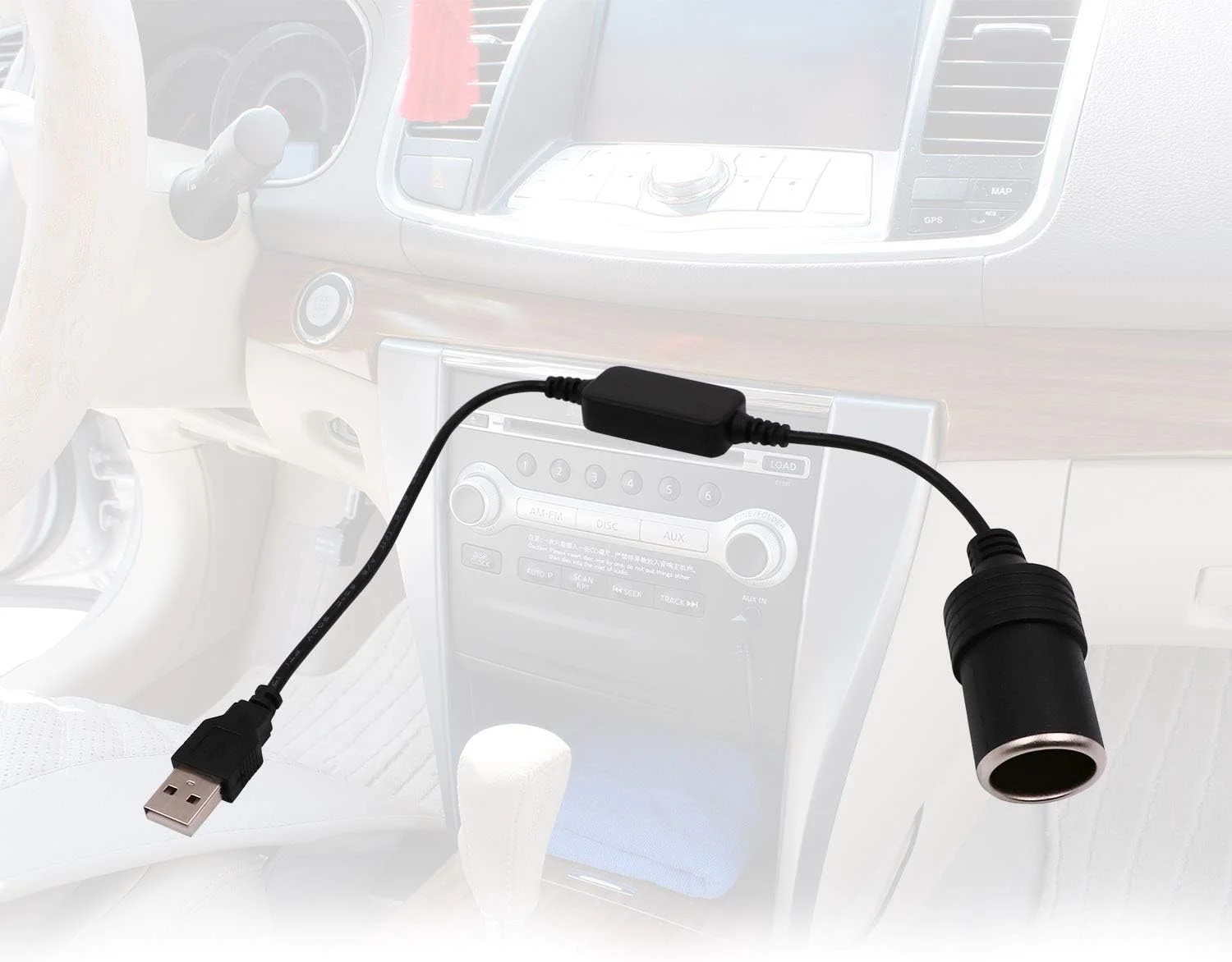 USB A Male to 12V Car Cigarette Lighter Socket Female Converter Cable 2-Pack ..