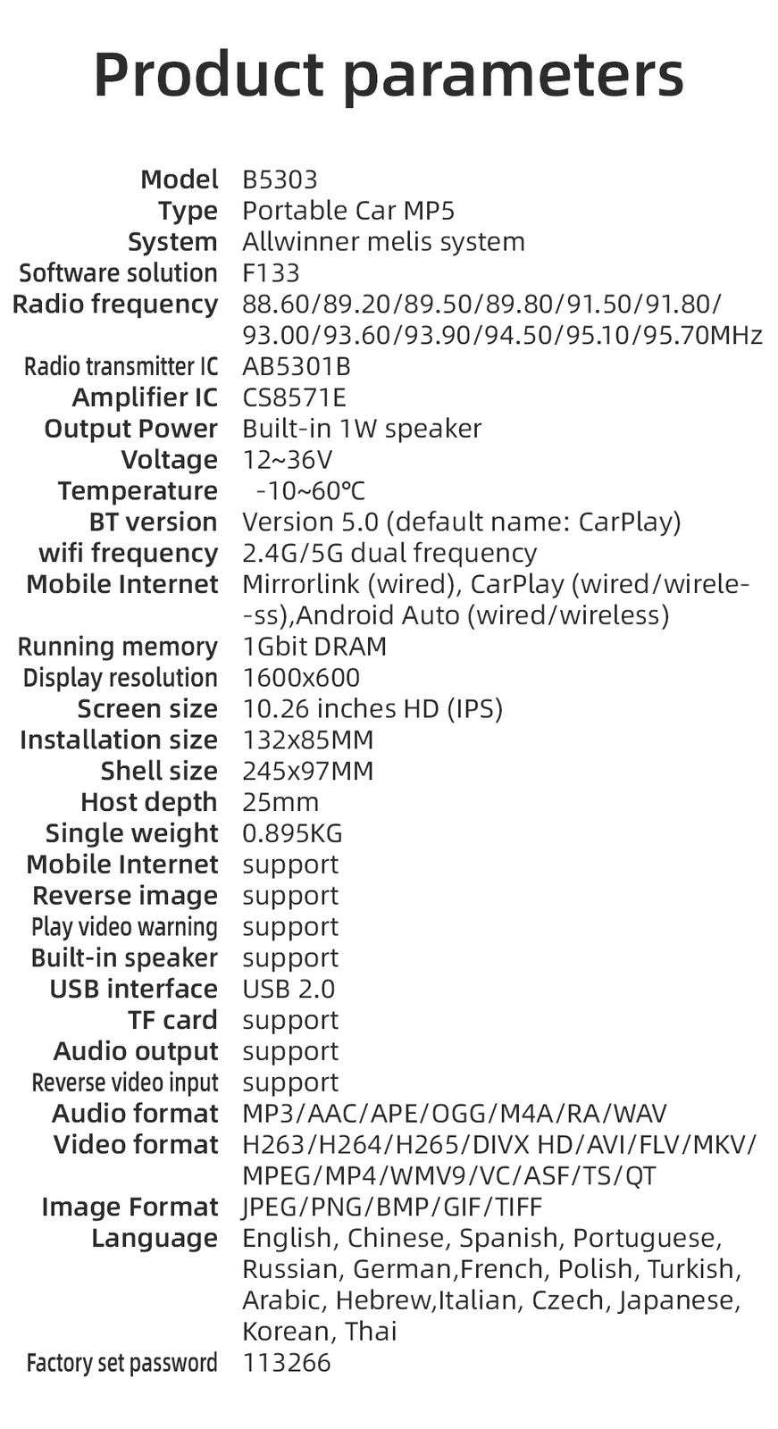 10.26 inch Android Auto Wireless Apple Carplay Car Stereo Bluetooth Touch Screen