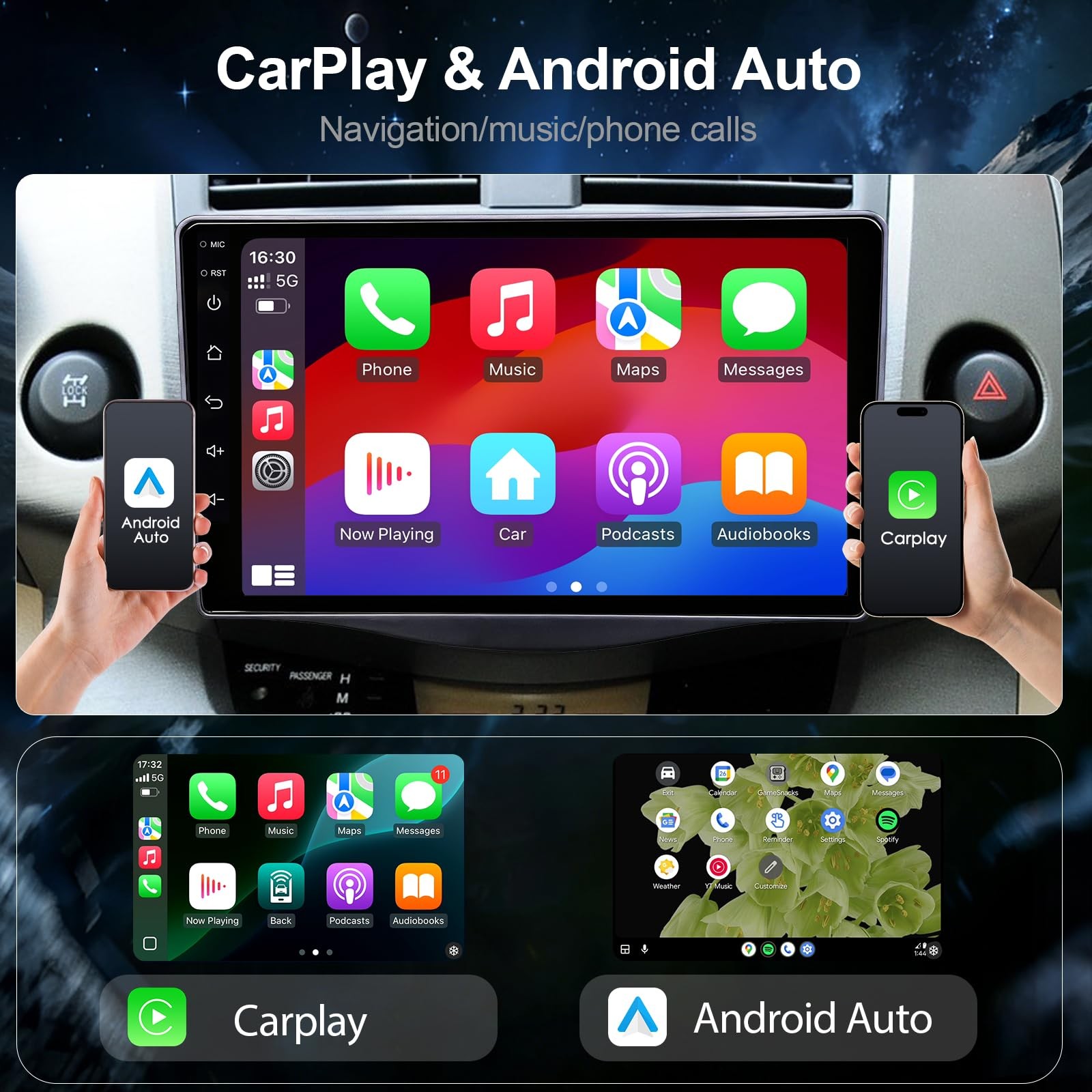 9″ Touchscreen Wireless Carplay Android Auto Stereo for 2006-2012 Toyota RAV4