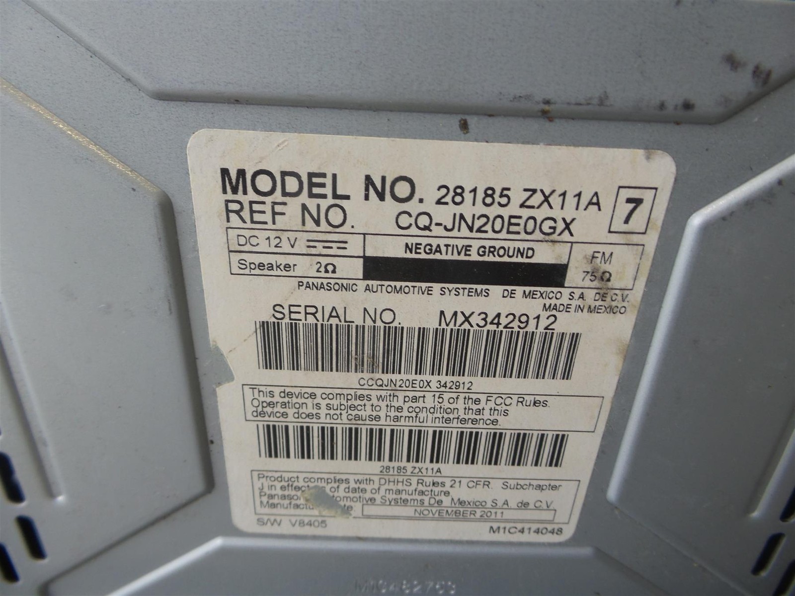 2010 – 2012 Nissan Altima Am Fm Cd Player Radio Receiver 28185 ZX11A