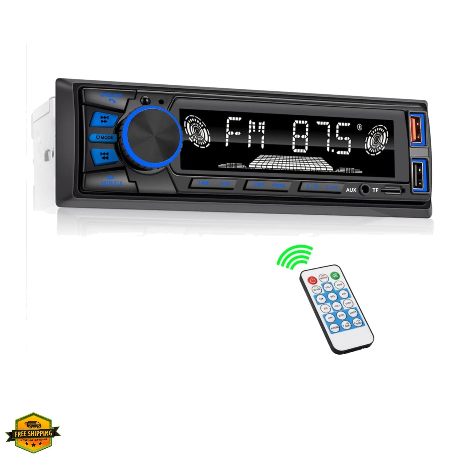 Car Radio Bluetooth Single DIN Car Stereo Audio,Car Audio with Push to Talk B…