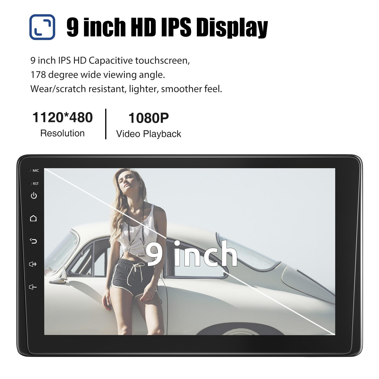 1 DIN 9″ Car Stereo Radio Apple Carplay Android Auto HD Touch Screen with Camera