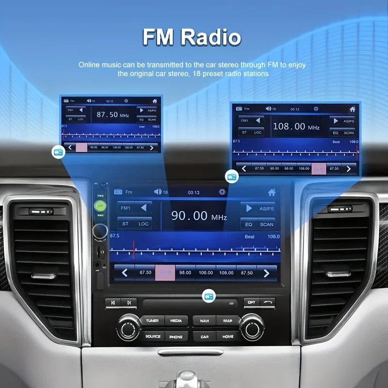 7″ Double 2 DIN Car MP5 Player Bluetooth Touch Screen Stereo Radio With Camera（