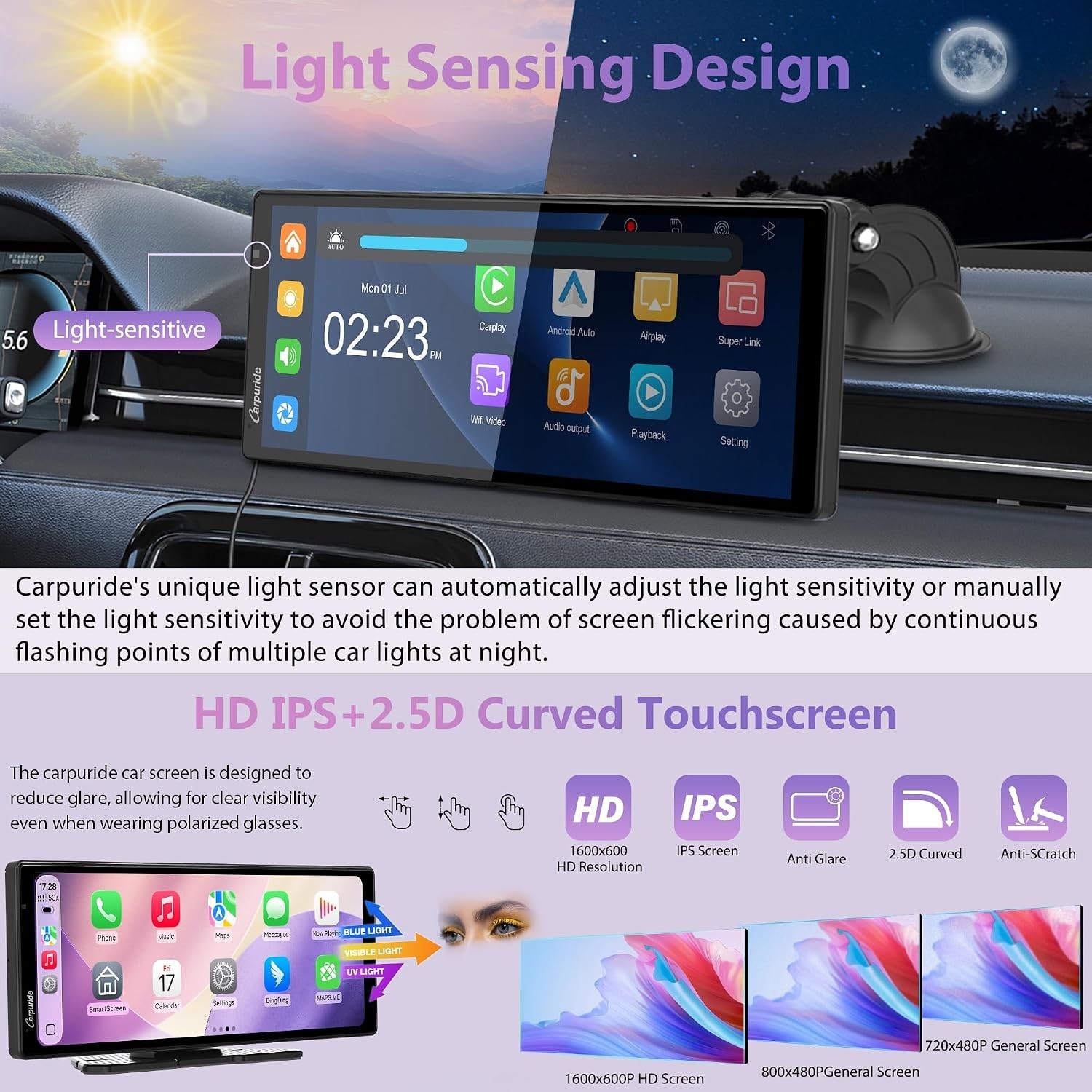 CarpurideW903S3 9.33in Wireless Carplay Android Auto Screen 4K
